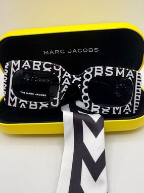 Marc Jacobs Black & White Logo Rectangle Sunglasses